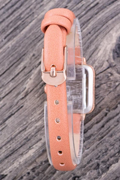 Minimal Kare Rose Kasa Retro Pudra Deri Kordonlu Kadın Genç Kız Kol Saati ST-304360 - 2
