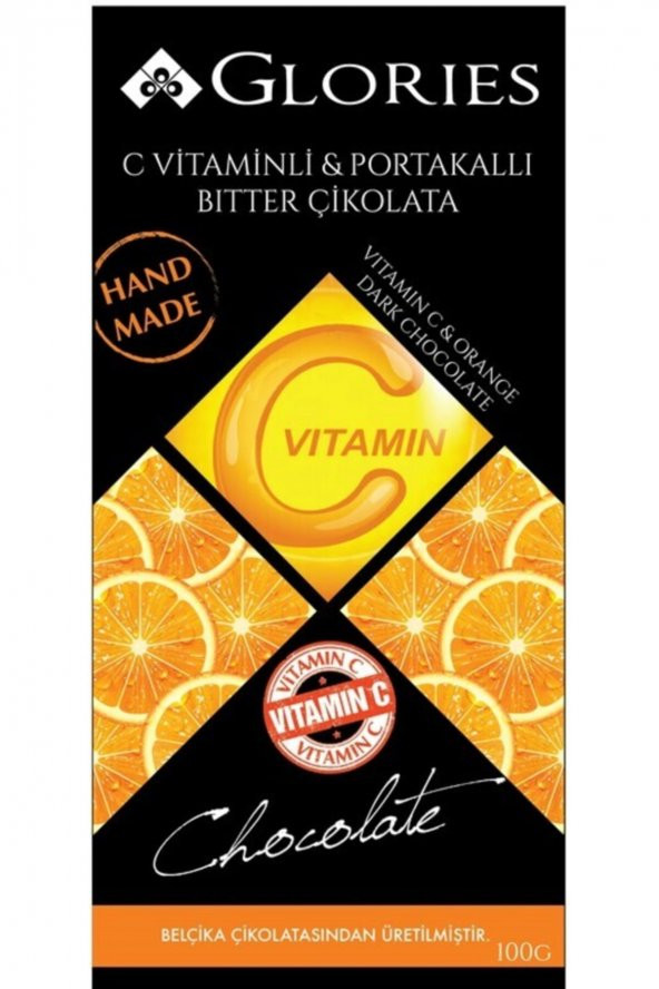 Glories Tablet Çikolata C Vitaminli Ve Portakallı Bitter 100 Gr 2 Adet