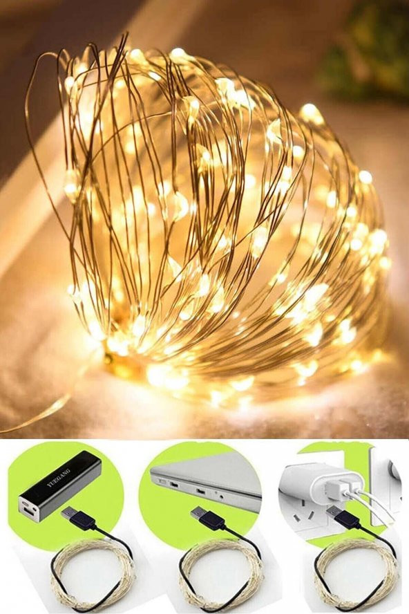 Usb Ile Çalışan Peri Led Işık 10 Metre Gün Işığı Dekoratif Aydınlatma - 3