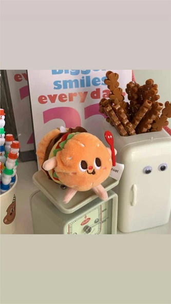 Hamburger Peluş Anahtarlık Çanta Süsü - Resim 3