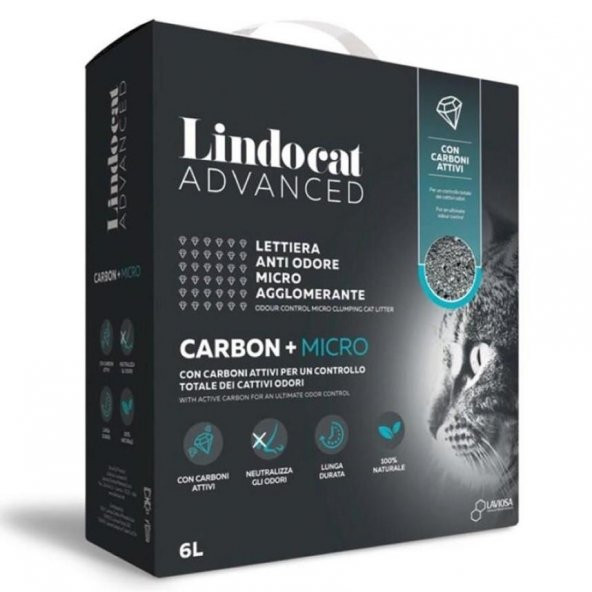 Lindocat Advanced Carbon + Micro Aktif Karbonlu Kedi Kumu 6 L