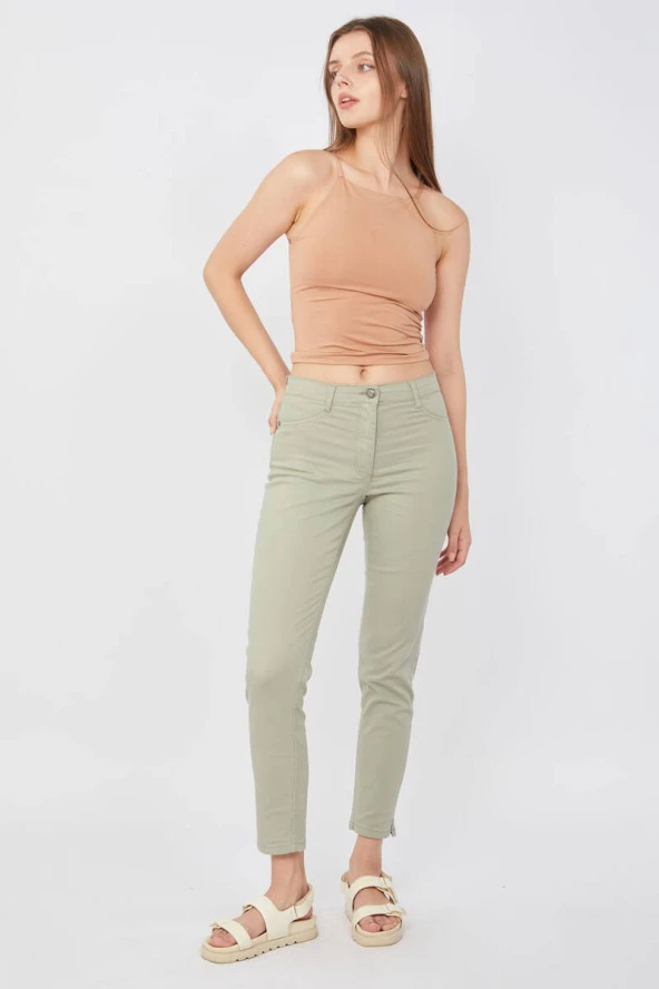 Kadın Çağla Yeşili Slim Fit Jean Pantolon Tayt