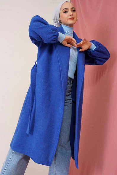 Bilekleri Lastikli Kaşe Kaban Saks ürün görseli 1