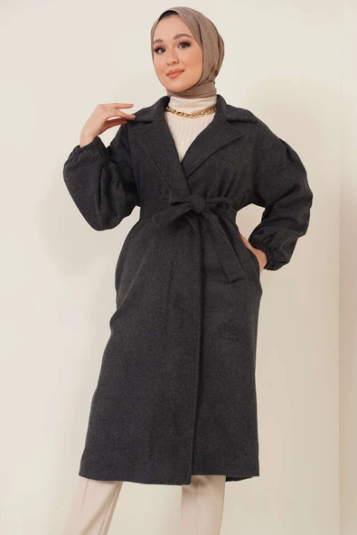 Bilekleri Lastikli Kaşe Kaban Antrasit