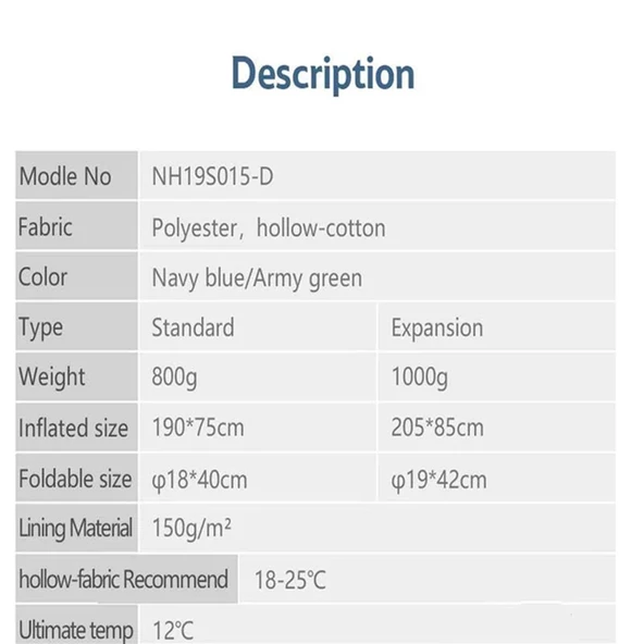 Naturehike H150 ( STD ) Zarf Tarzı Pamuklu Uyku Tulumu 12°C - 5