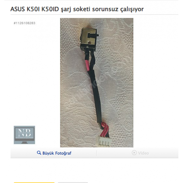 ASUS K50I K50ID şarj soketi sorunsuz çalışıyor
