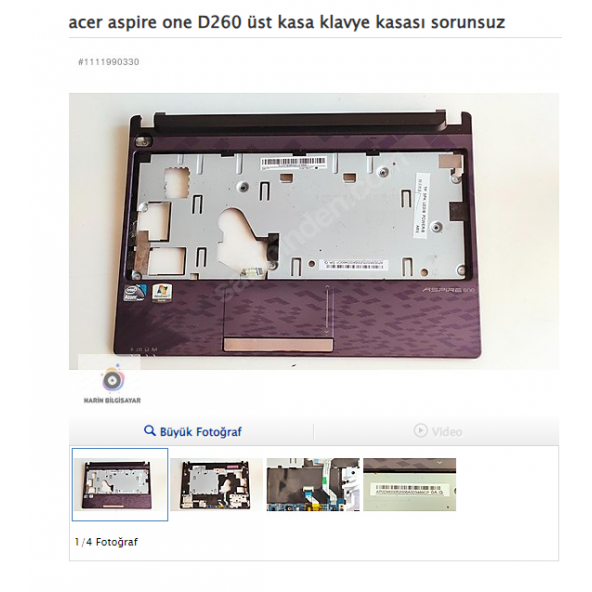 acer aspire one D260 üst kasa klavye kasası sorunsuz