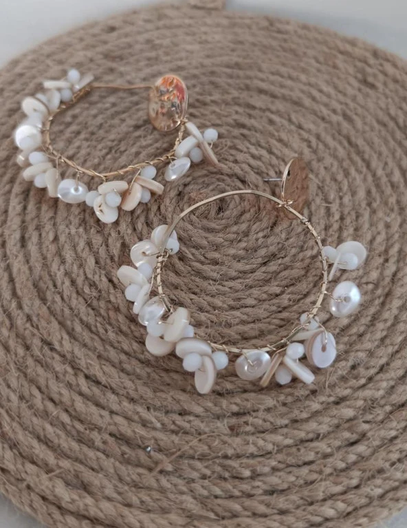 Küpe Otantik Doğal Taş Halka Sallantılı Küpe Nişan Düğün Kadın Takı Hediye - 2