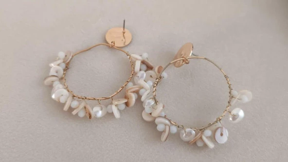 Küpe Otantik Doğal Taş Halka Sallantılı Küpe Nişan Düğün Kadın Takı Hediye - 3