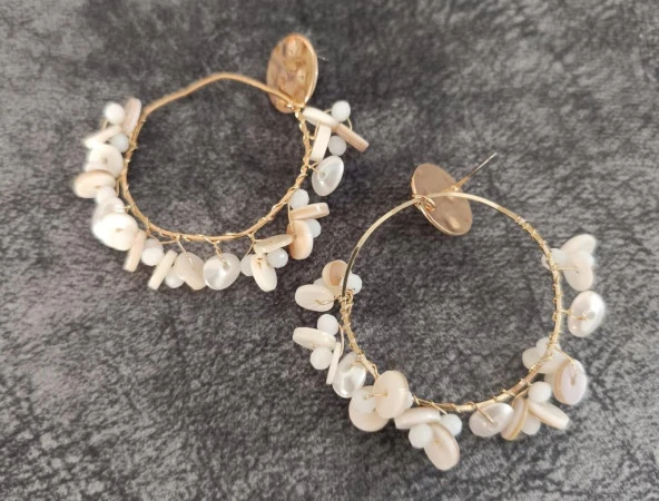 Küpe Otantik Doğal Taş Halka Sallantılı Küpe Nişan Düğün Kadın Takı Hediye - 4