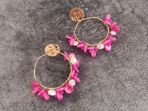 Küpe Otantik Doğal Taş Halka Sallantılı Küpe Nişan Düğün Kadın Takı Hediye - 2