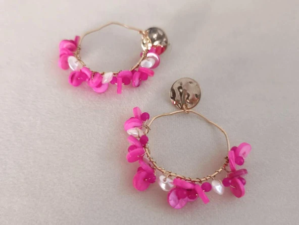 Küpe Otantik Doğal Taş Halka Sallantılı Küpe Nişan Düğün Kadın Takı Hediye - 3