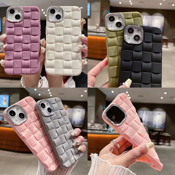 iPhone 15 Kılıf Roof 3D Örgü Desen Silikon Kapak - 10