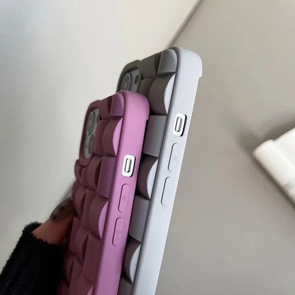 iPhone 15 Kılıf Roof 3D Örgü Desen Silikon Kapak - 6