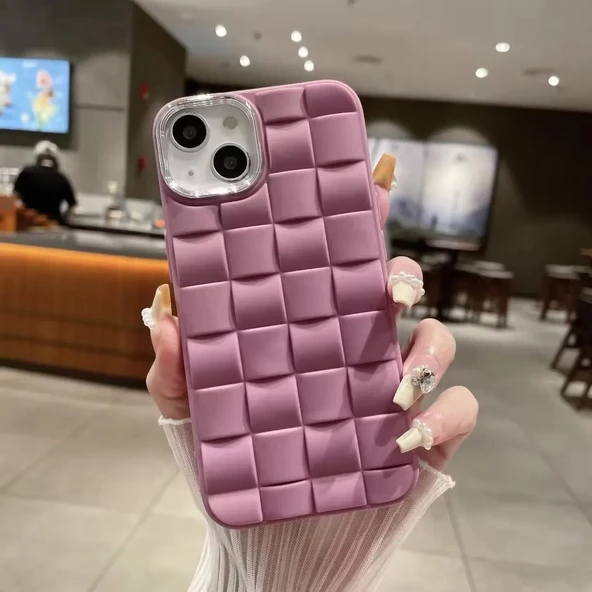 iPhone 15 Kılıf Roof 3D Örgü Desen Silikon Kapak - 5