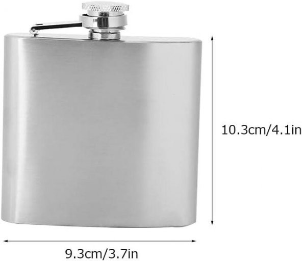 Perlotus 5 Oz- 150 cc Hunili Cep Tipi Vidalı Kapaklı Çelik Viski İçki Matarası - 4