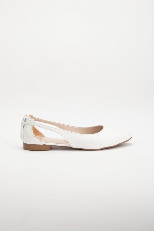 Yan Açık Beyaz Kadın Babet - Resim 3