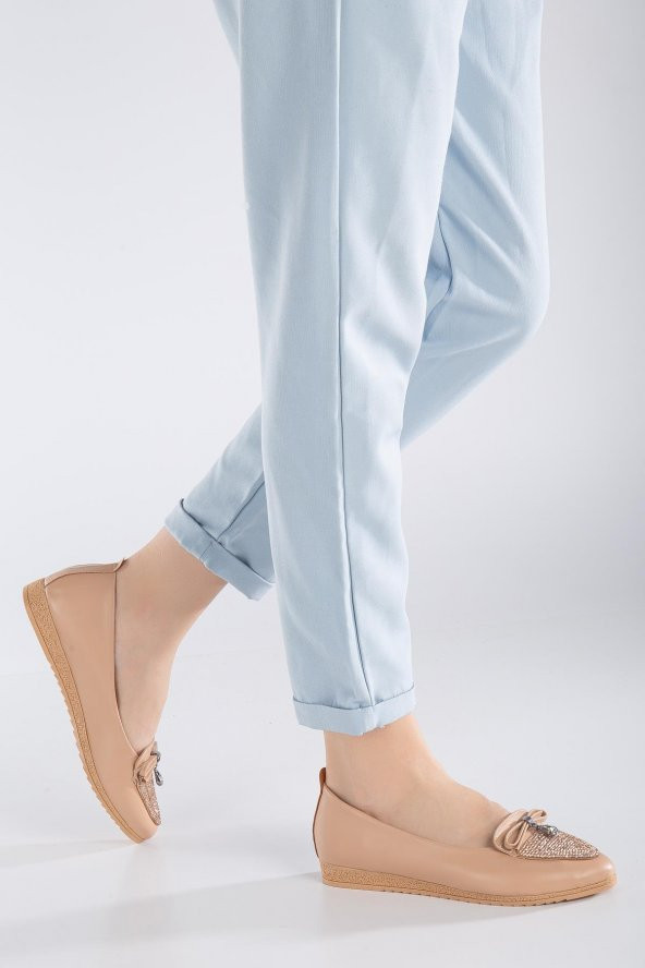 Cilt Fiyonk Taş Detaylı Nude Kadın Babet ürün görseli