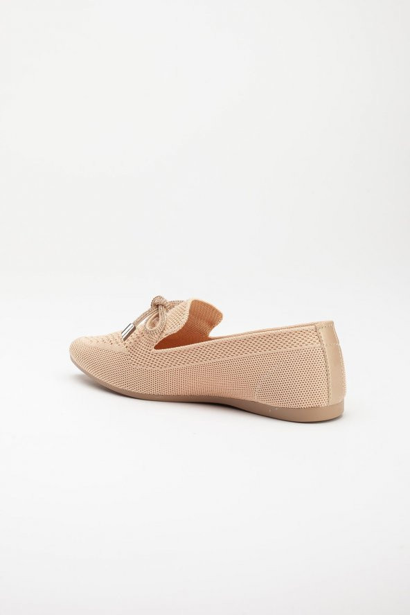 Triko Taş Detaylı Sivri Burun Nude Kadın Babet - Resim 5