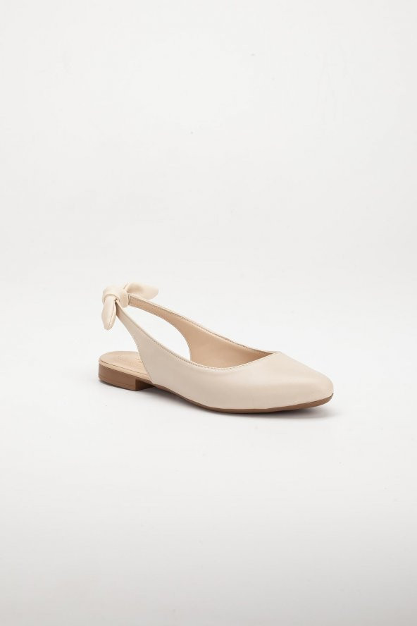 Topuk Açık Fiyonklu Cilt Ten Kadın Babet - Resim 4