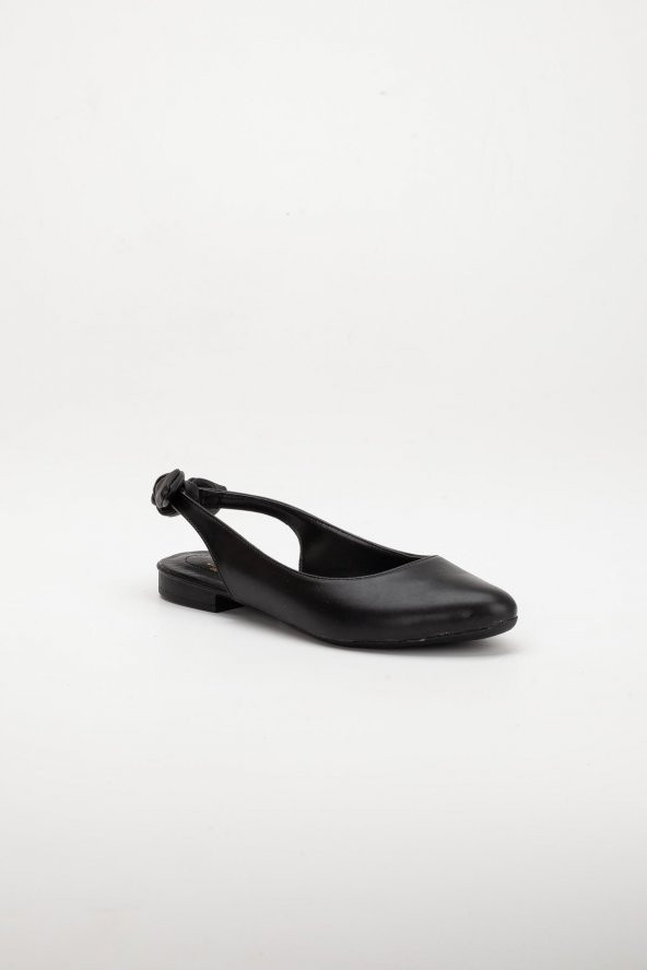 Topuk Açık Fiyonklu Cilt Siyah Kadın Babet - 4