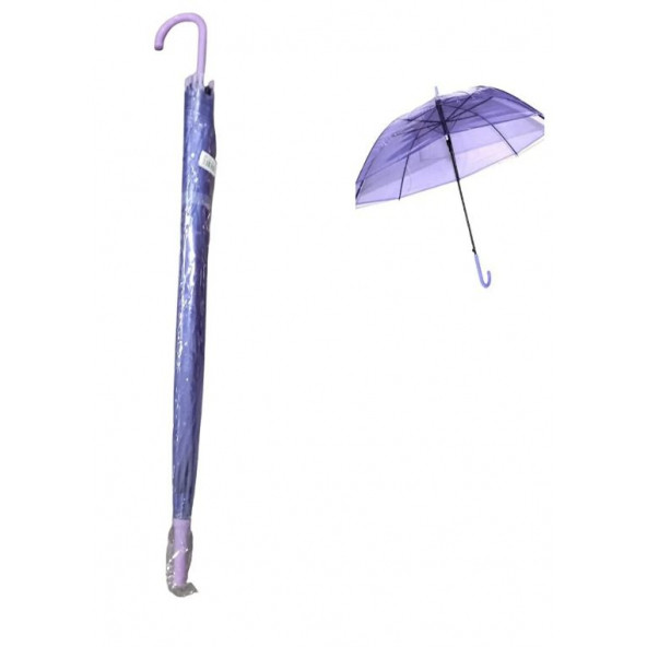 Mor Şeffaf şemsiye