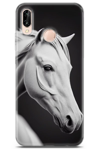Huawei P20 Lite Kılıf Kingo 1 Beyaz At Telefon Kılıfı
