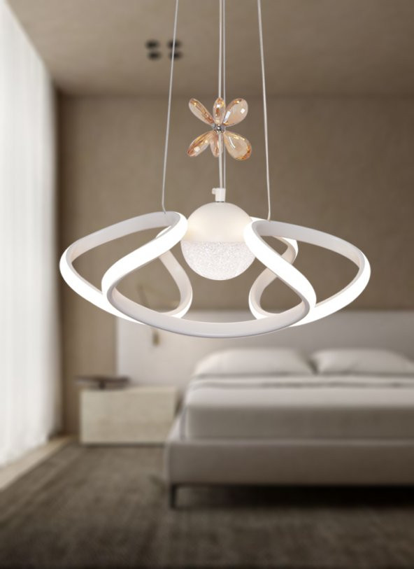 TT Aydınlatma TT307-1TPL-30-BY  Helezon Modeli Mat Beyaz Tek Toplu 3 Renk Modüllü Ledli Avize - Resim 3