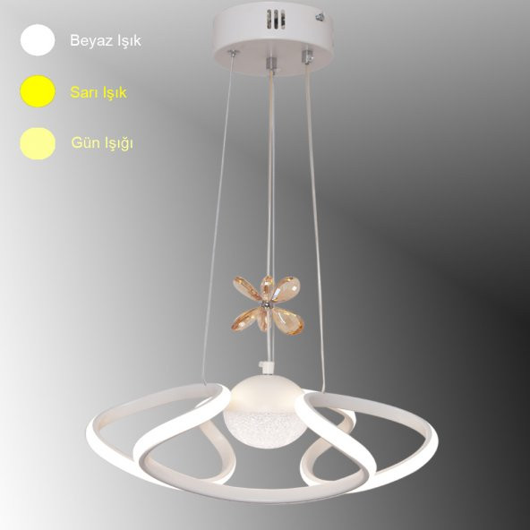 TT Aydınlatma TT307-1TPL-30-BY  Helezon Modeli Mat Beyaz Tek Toplu 3 Renk Modüllü Ledli Avize ürün görseli 1