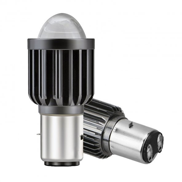 MERCEKLİ MOTOSIKLET FAR AMPÜLÜ BOSCH TIP DUYLU LED AMPÜL (BA20D) yeni nesil