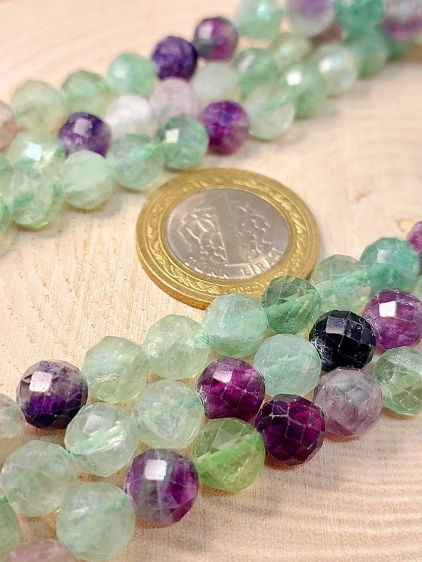 Florit Taşı Faset Kesim 8mm Unisex İkili Bileklik - Resim 2