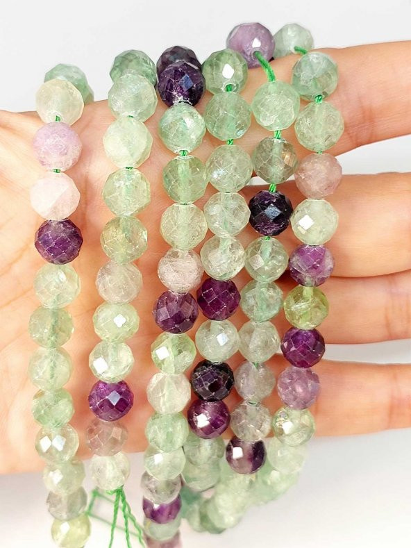 Florit Taşı Faset Kesim 8mm Unisex İkili Bileklik - Resim 3