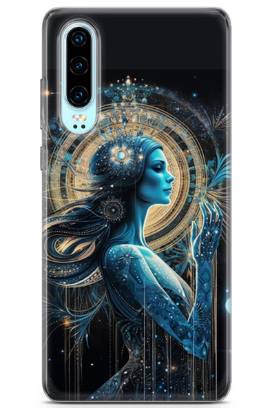 Huawei P30 Kılıf Kingo 23 Mavi Girdap Telefon Kabı