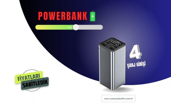 Cosmostech 20000 mAh Powerbank Laptop, Macbook , Steam Deck, Rog Ally Uyumlu Taşınabilir Hızlı Şarj Cihazı - PD 65W -100W Hızlı Şarj - 2