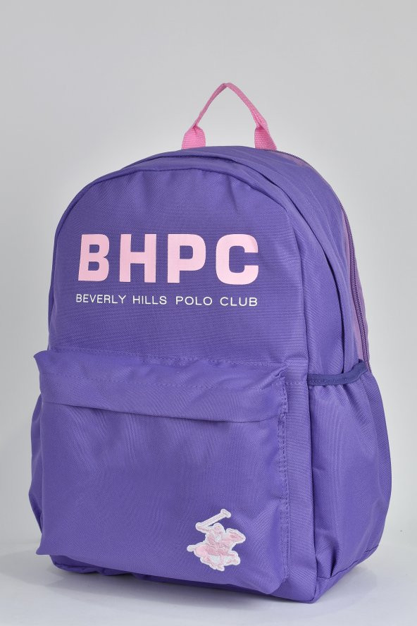 Beverly Hills Polo Club Unisex Çok Gözlü Günlük Seyahat Okul Sırt Çantası Lila 04154 - Resim 3