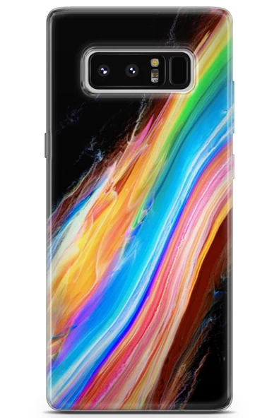 Samsung Galaxy Note 8 Kılıf Kingo 27 Prizma Gökkuşağı Lazer Kesim Silikon