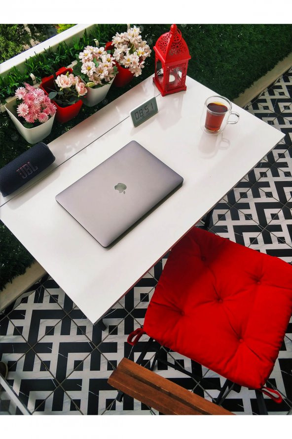 Pratik Katlanır Taşınabilir Metal Ayaklı Balkon Masası Bahçe Masası Yemek Masası Çalışma Masası - 4