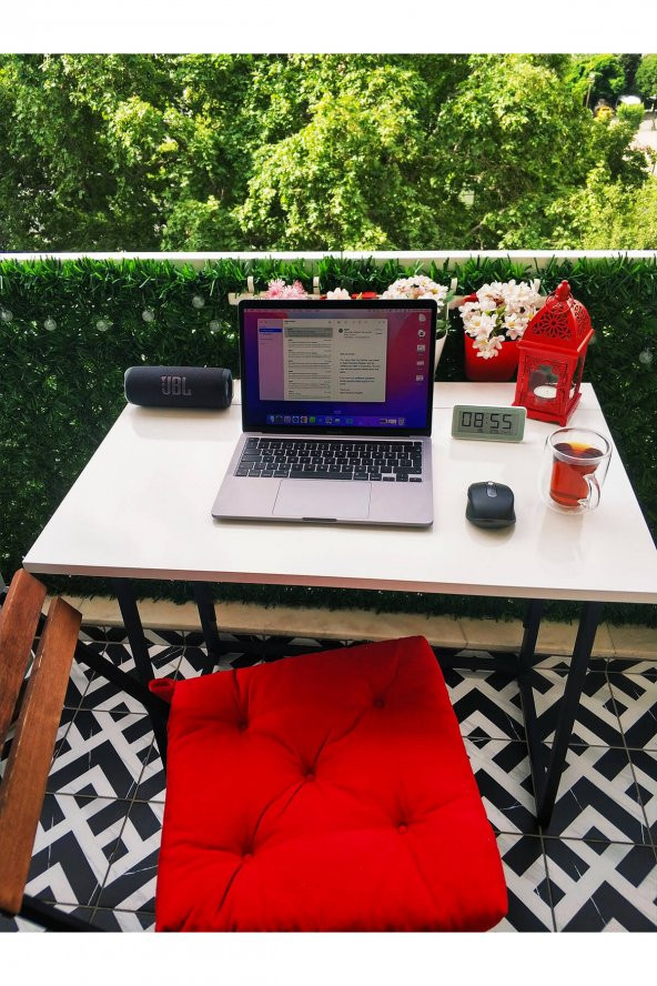 Pratik Katlanır Taşınabilir Metal Ayaklı Balkon Masası Bahçe Masası Yemek Masası Çalışma Masası - 6