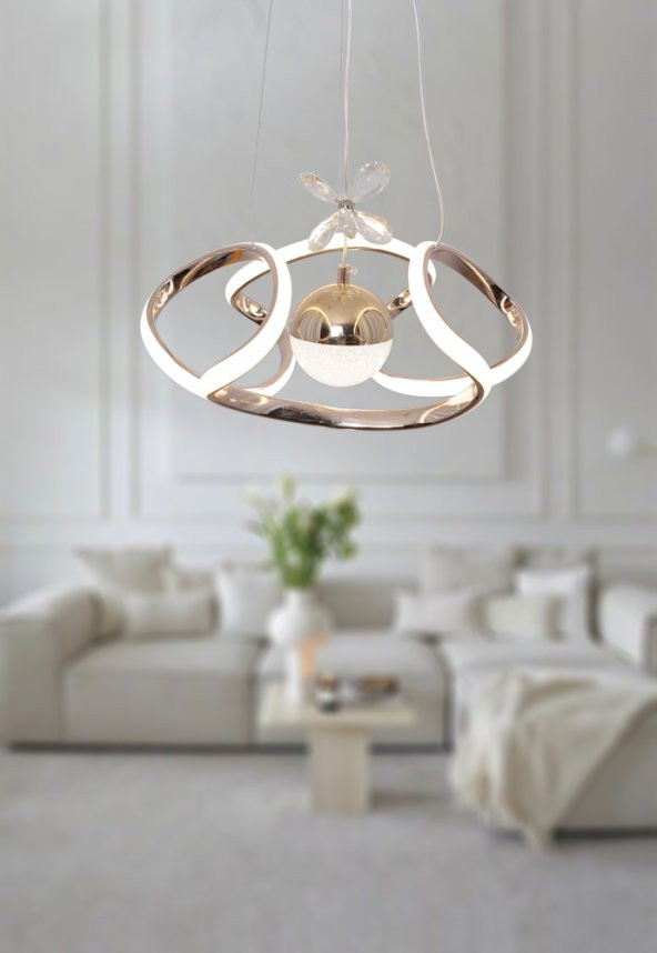 TT Aydınlatma TT307-1TPL-30-FSR  Helezon Modeli Fransız Sarısı Kaplama Tek Toplu 3 Renk Modüllü Ledli - Resim 3