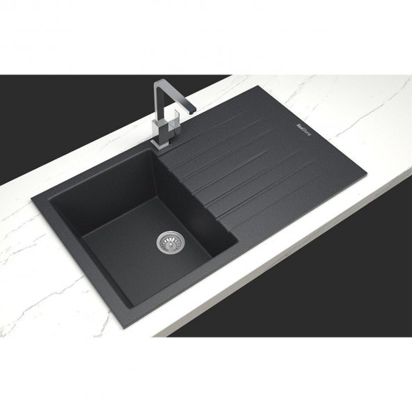 REAL P004 TROYA 86 GRANİT EVYE ANTRASİT 86 x 50 Cm Tezgah Üstü - 2