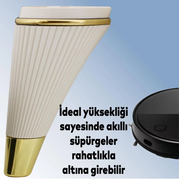 İron 6'lı Set Mobilya TV Ünitesi Çekyat Koltuk Kanepe Destek Ayağı 15 cm Beyaz Ayak M8 Civatalı - 4