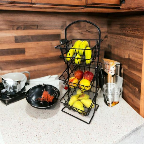 3 Katlı Mutfak Organizatörü DEMONTE SİYAH - 2