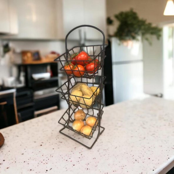 3 Katlı Mutfak Organizatörü DEMONTE SİYAH - 3