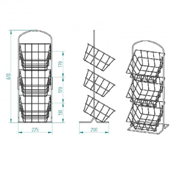 3 Katlı Mutfak Organizatörü DEMONTE SİYAH - 4