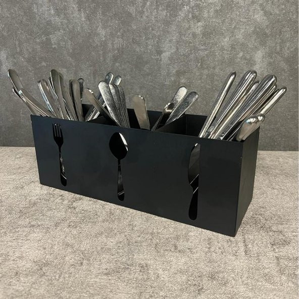 Ev & Endüstriyel Model Çatal Kaşık Bıçaklık Standı Siyah - 5