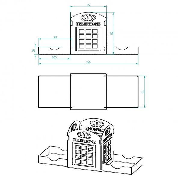 Telefon Kulübesi Temalı Kalemlik Kırmızı - 4