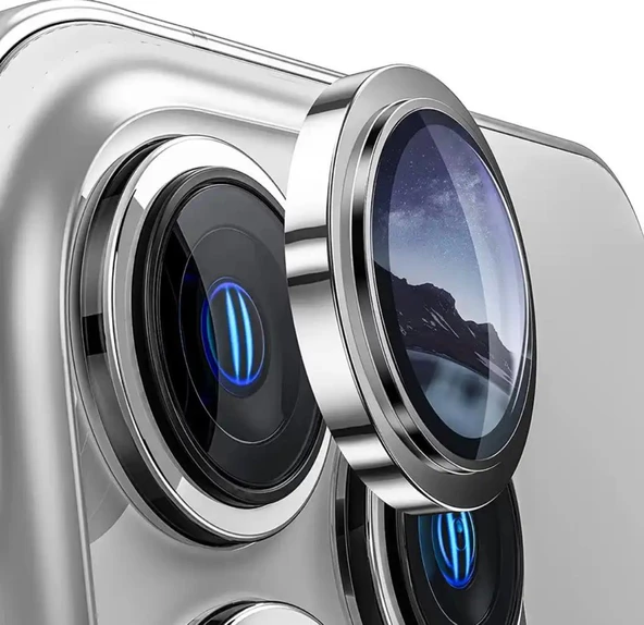 Iphone 15 Pro / Iphone 15 Pro Max Kamera Koruyucu Lens Safir Titanium Temperli Cam - 6