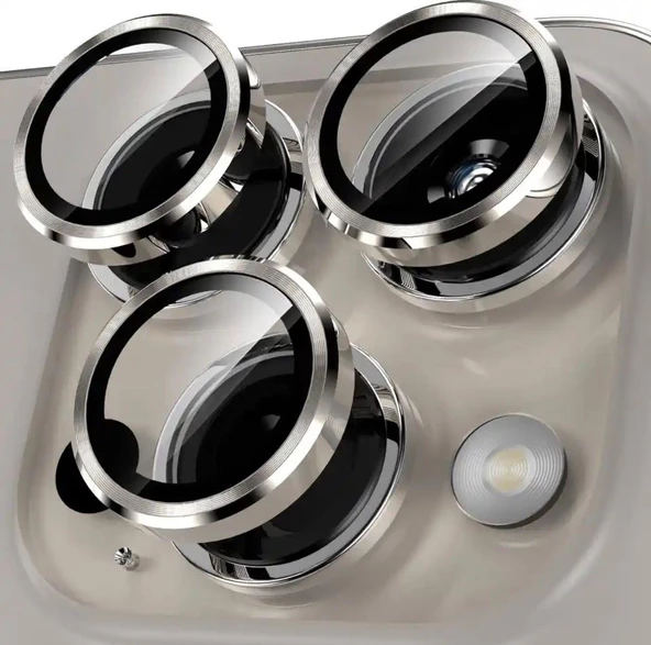 Iphone 15 Pro / Iphone 15 Pro Max Kamera Koruyucu Lens Safir Titanium Temperli Cam - 4