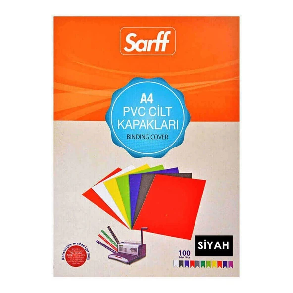 Sarff Cilt Kapağı A4 160 Micron PVC Opak Siyah 100'lü - 2