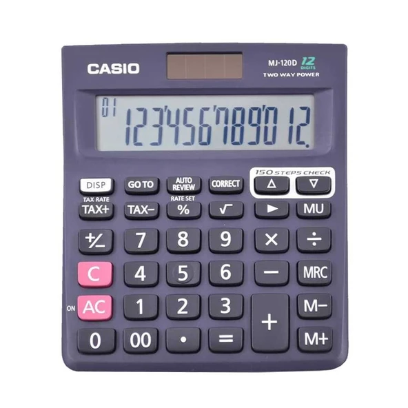 Casio MJ120D Hesap Makinesi 12 Hane 100 İşlem Tekarr Pilli ve Güneş Enerjili - 2